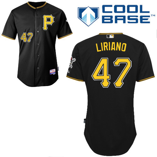 Francisco Liriano #47 MLB Jersey-Pittsburgh Pirates Men's Authentic Alternate Black Cool Base Baseball Jersey